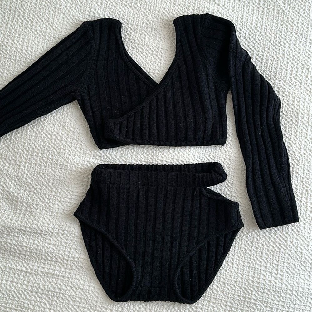 MARIEYAT set - Ronan Top & Sade Shorts | Wool Knit Lounge Set | Size Small